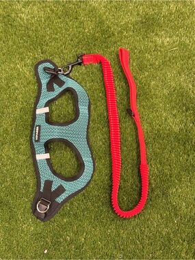 Dog Harness Leash Combo Set Aqua Teal Mesh Voyager ‎ Red Step-In Size Medium